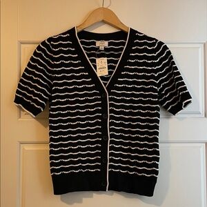J Crew Short-sleeve pointelle V-neck cardigan sweater 100% Cotton
